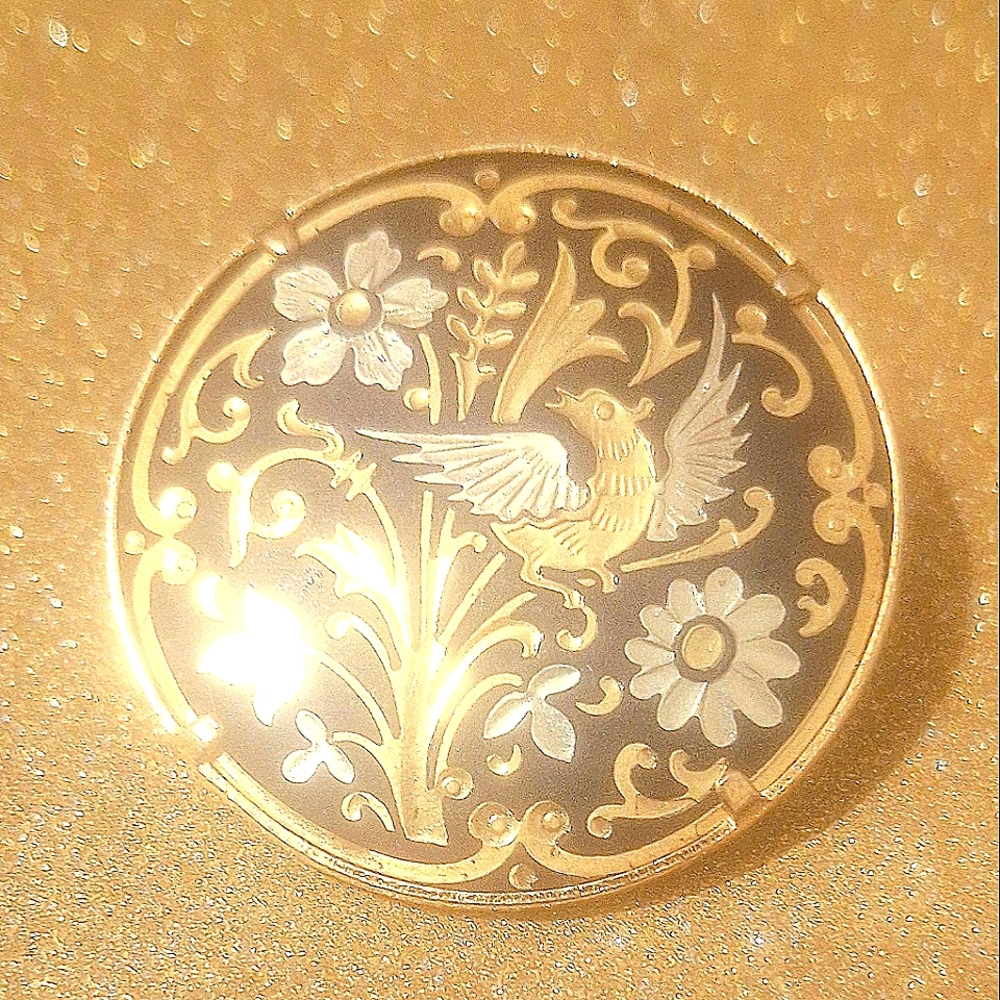 Gold and Black Vintage Damascene  Brooch